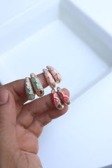 Flower Curve Enamel Bali Earrings