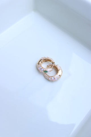 Peach Flower Enamel Bali Earrings