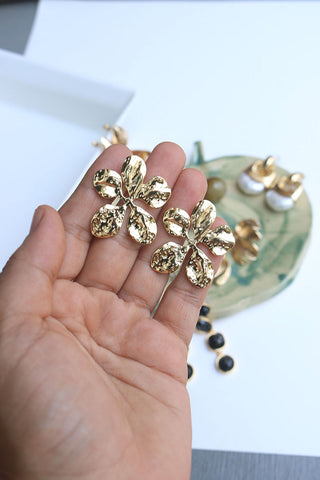 Beaten Flower Studs