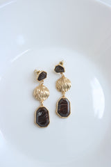 Matte Gold Marble Drop Earrings