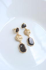 Matte Gold Marble Drop Earrings