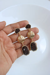 Matte Gold Marble Drop Earrings