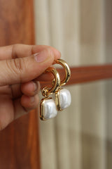 Square Pearl Drop Earrings