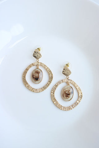 Matte Marble Circle Dangler Earrings