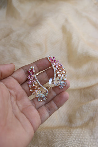 Pastel Flower Crystal Ear Cuff