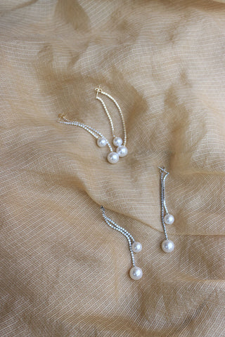 AD Line Pearl Front Back Earrings