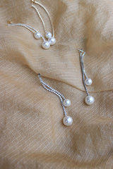 AD Line Pearl Front Back Earrings