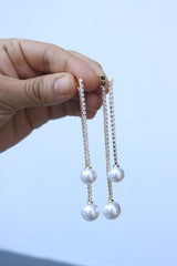 AD Line Pearl Front Back Earrings