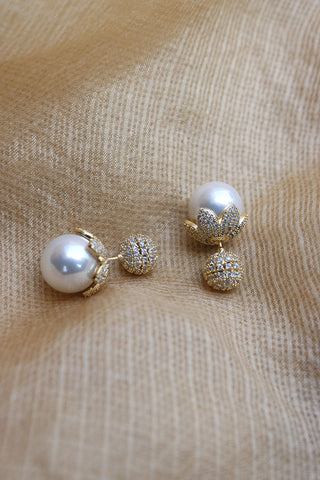 Tulip Pearl Front Back Studs