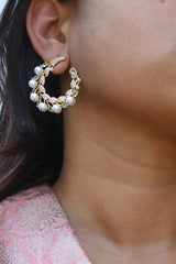 AD Pearl Leaf Tiara Earrings