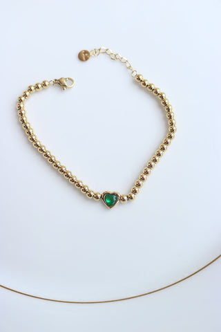Green Heart Gold Bracelet