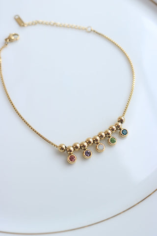 Multicolor Stones Circle Drops anklet