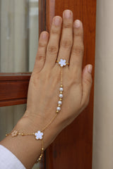 White Flower Pearls Hand chain