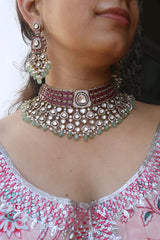 Ruby Polki Statement Choker Set
