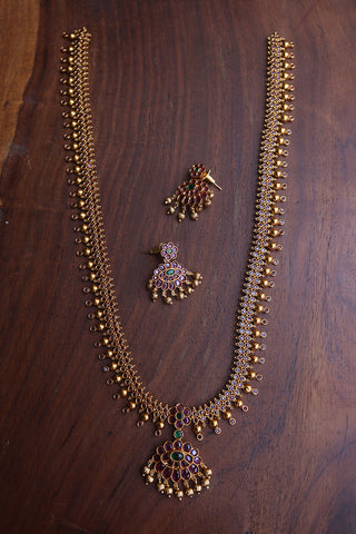 Tradtional Ruby Green Flower Set Long