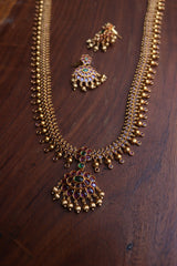 Tradtional Ruby Green Flower Set Long