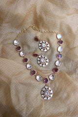 Polki Wine Pendant Set