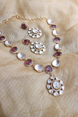 Polki Wine Pendant Set