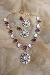 Polki Wine Pendant Set