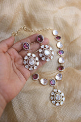 Polki Wine Pendant Set