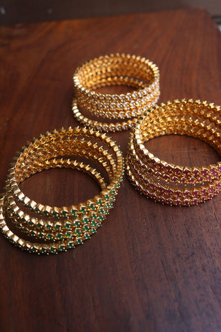 Circle Stones Curve Set of 4 Bangles