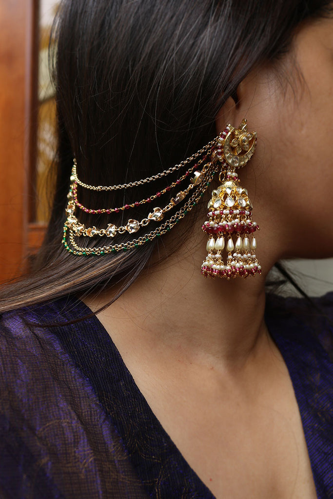 Kundan ear chain outlet