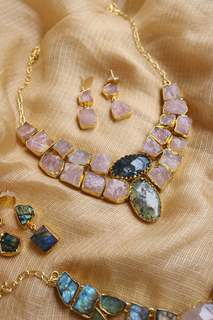 Gemstone necklace set on sale