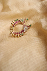 Peacock Ruby Green Ear cuffs