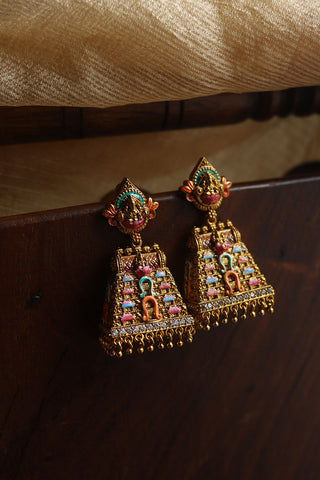 Temple Enamel Jhumkas