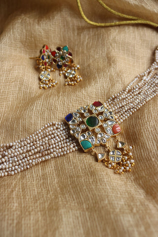 Jadau Multi Cut Stones Choker Set