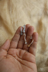 Delicate Flower Pearl AD Slide Earrings