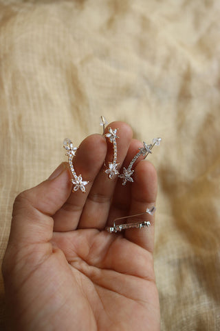 Delicate Dual Flower Slide Earrings