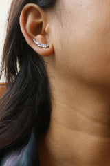 Delicate Leaf pearl Slide Earrings