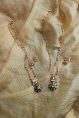 Enamel Polki Pendant Set
