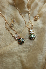 Enamel Polki Pendant Set