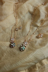 Enamel Polki Pendant Set