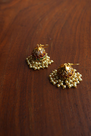 Hook Double Pearl Jhumkas