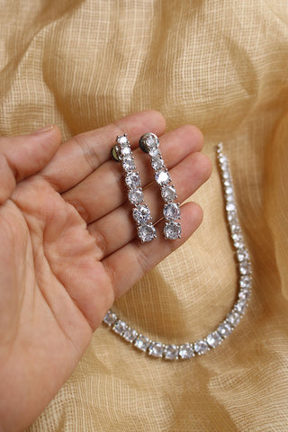 Silver Solitaire Style AD Necklace
