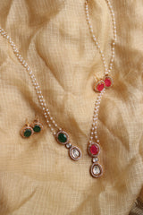 Pearl Oval Pendant Chain Set