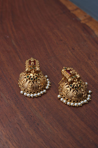 Ruby Lakshmi Tilak Jhumkas