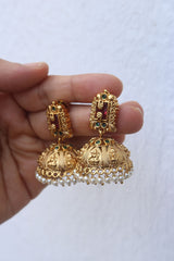 Ruby Lakshmi Tilak Jhumkas