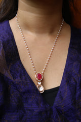 Pearl Oval Pendant Chain Set