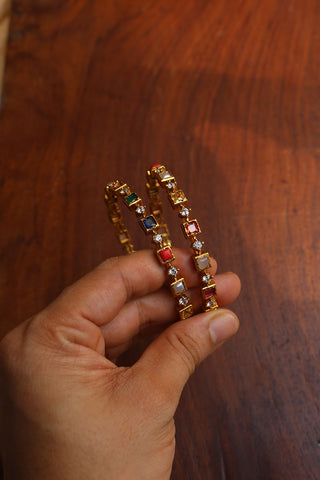 Navratna style Delicate Square Bangles