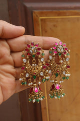 Antique Jadau Chaand Jhumka Earrings