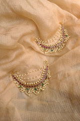 Ovals Ruby Statement Ear Chain