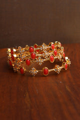 Set of 4 Coral Flower Bangles