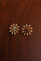 Oval Spokes Ruby Green Studs