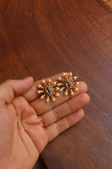 Oval Spokes Ruby Green Studs