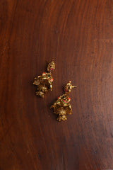 Enamel Lakshmi Double Jhumka Earrings
