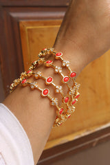 Set of 4 Coral Flower Bangles